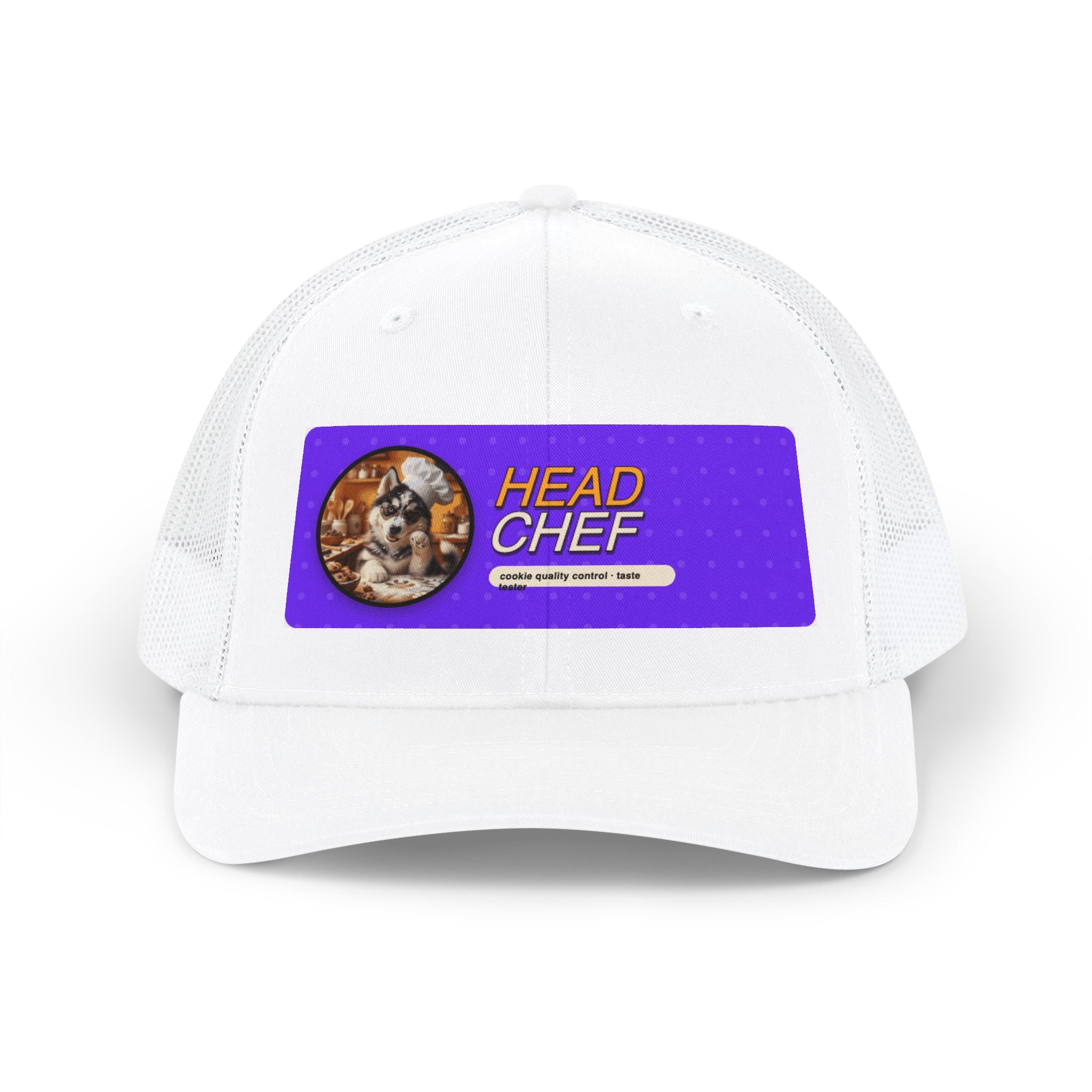 Head Chef Snapback Trucker Cap — Fun Chef Hat with Cat Portrait
