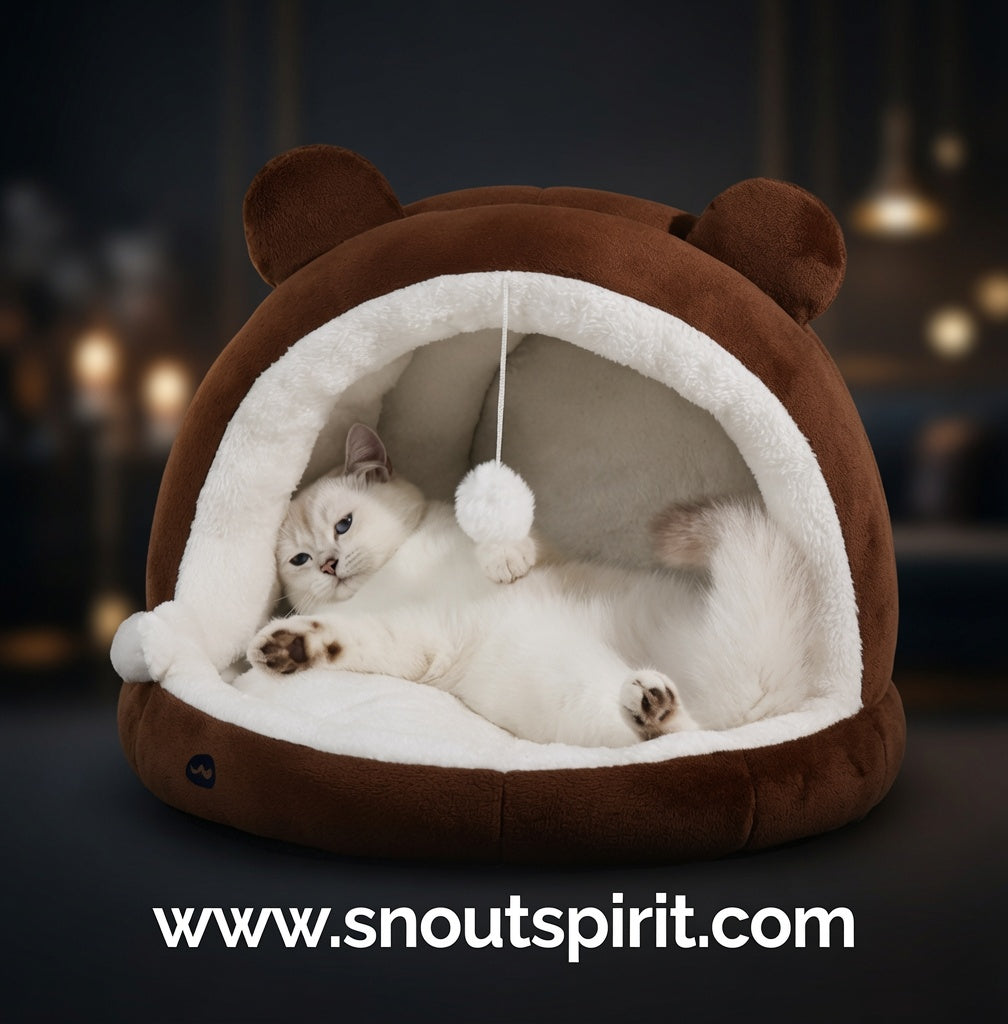 Cosy Cave Cat Bed — Enclosed Winter Warm Nest for Cats & Small Dogs