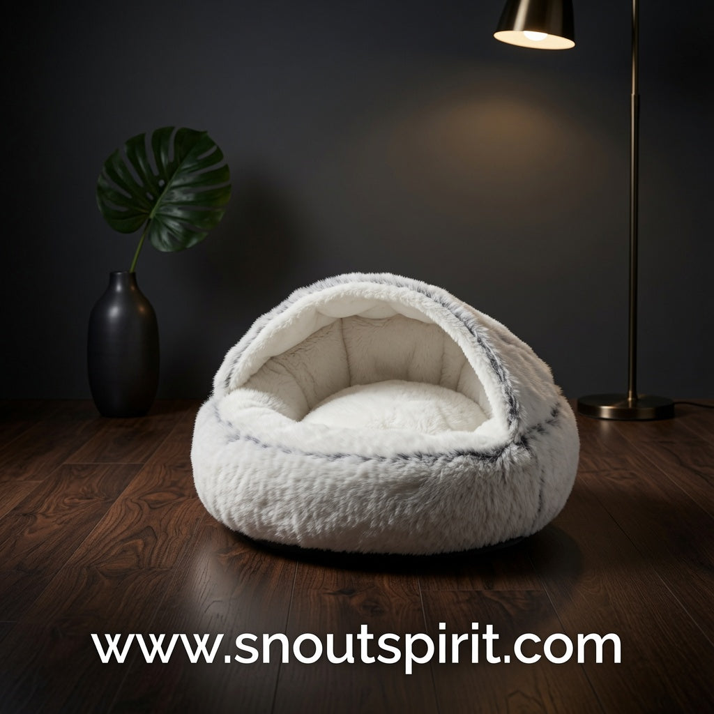 2-in-1 Round Plush Warm Pet Bed — Cosy Cat & Small Dog Bed