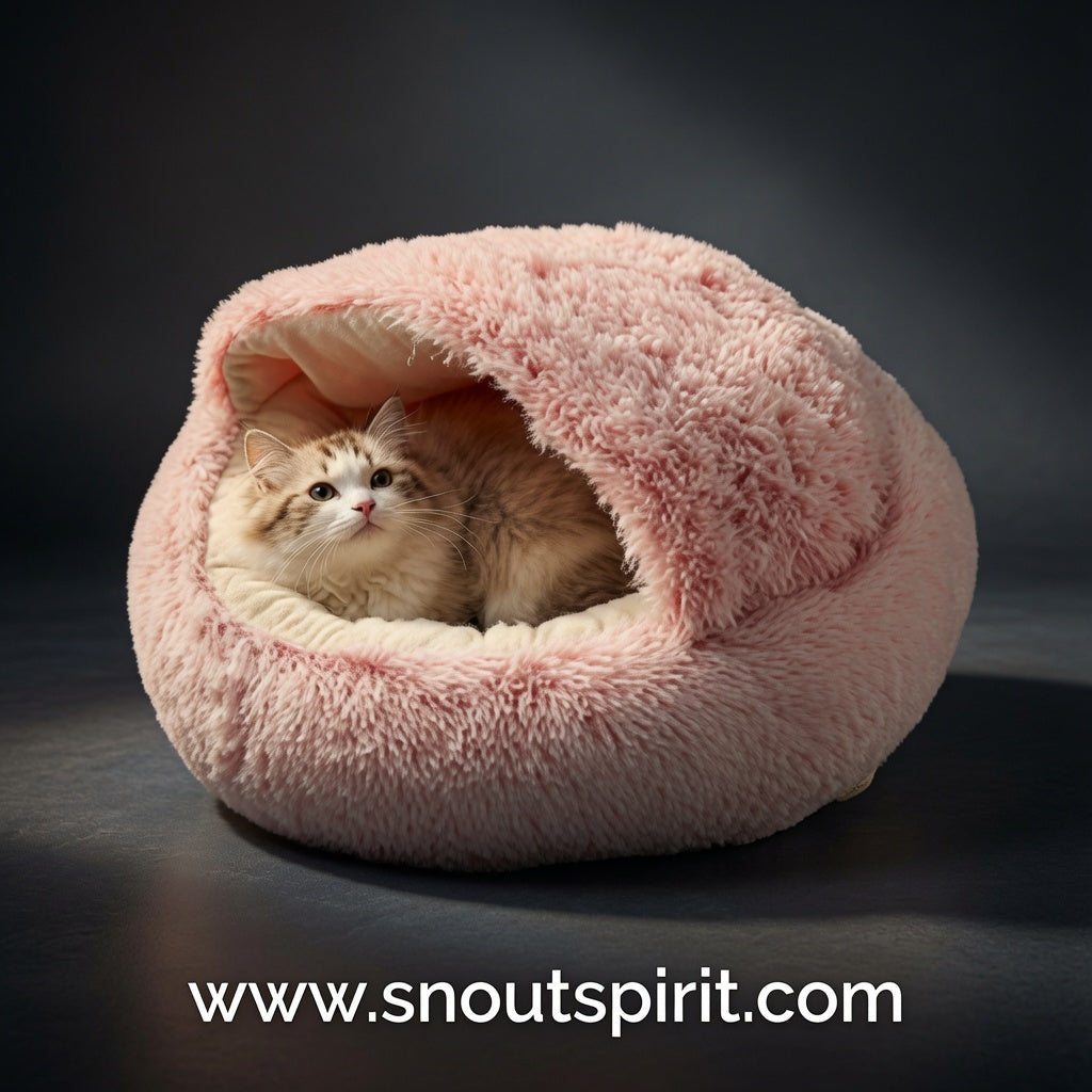 2-in-1 Round Plush Warm Pet Bed — Cosy Cat & Small Dog Bed