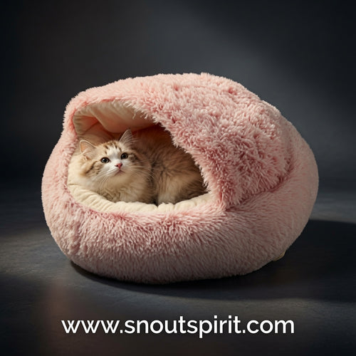 2-in-1 Round Plush Warm Pet Bed — Cosy Cat & Small Dog Bed